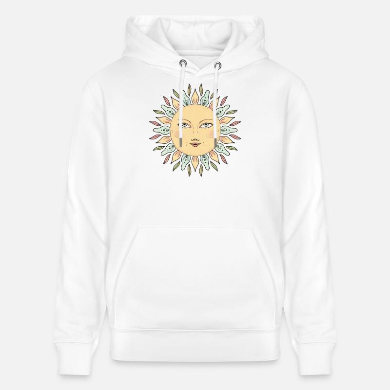 Style Mandala Face de Soleil - Sweat à capuche bio CRUISER Stanley/Stella Unisexe - blanc