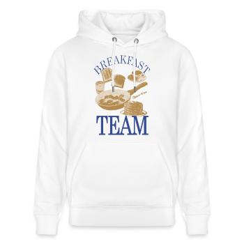 Breakfast Team – Retro Breakfast Motif - Stanley/Stella CRUISER Unisex Organic Hoodie - white - Front - Alina (178cm) & Michal (187cm)