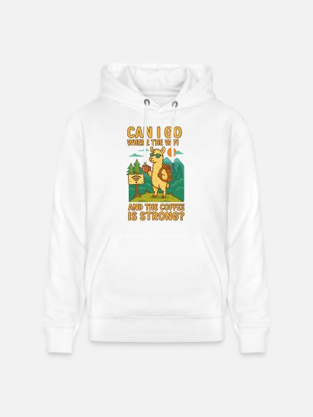 WLAN Kaffee Lama Abenteuer - Stanley/Stella Unisex Bio-Hoodie CRUISER  - Weiß
