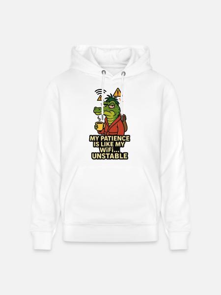 Patience like Wi-Fi Alligator - Stanley/Stella CRUISER Unisex Organic Hoodie - white