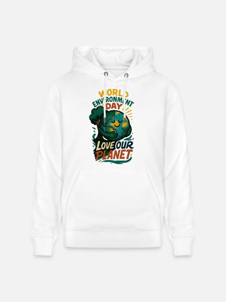 Earth Hugging Tree for World Environment Day - Stanley/Stella CRUISER Unisex Organic Hoodie - white