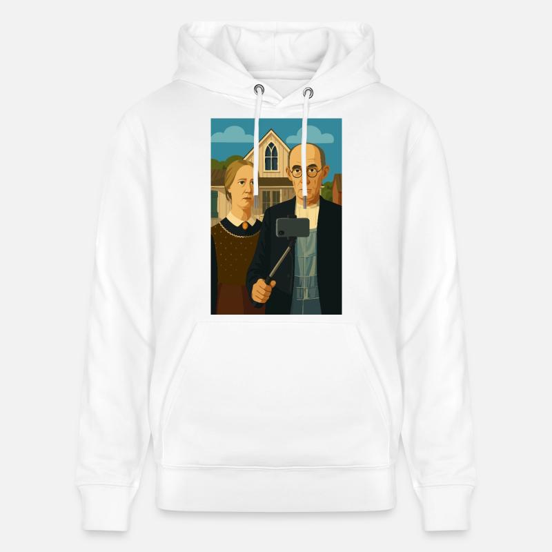 Les Américains (en mode selfie) - Sweat à capuche bio CRUISER Stanley/Stella Unisexe - blanc