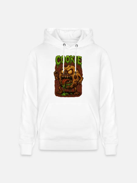 Cookie Zombie Monster - Stanley/Stella CRUISER Unisex Organic Hoodie - white