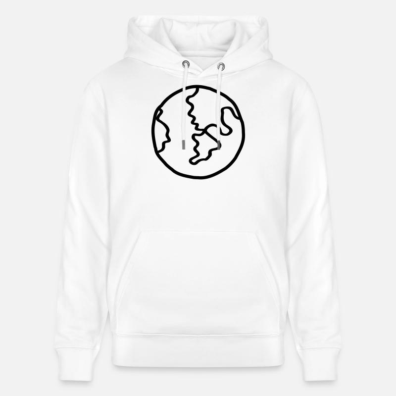 Planète Terre Doodle de l’espace - Sweat à capuche bio CRUISER Stanley/Stella Unisexe - blanc