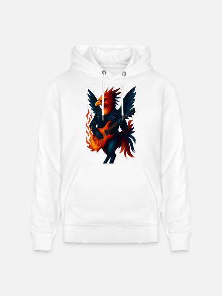 WPAP Style Animals - Phoenix Guitarist - Stanley/Stella CRUISER Unisex Organic Hoodie - white
