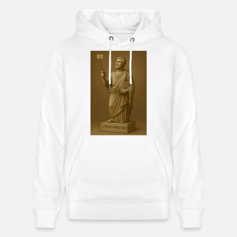 Philosophe baroque avec perche à selfie - Sweat à capuche bio CRUISER Stanley/Stella Unisexe - blanc