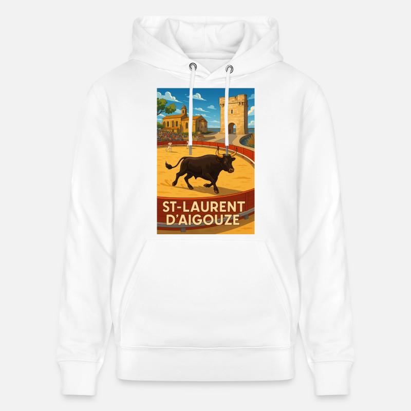 Course de Taureau à Saint-Laurent d'Aigouze - Sweat à capuche bio CRUISER Stanley/Stella Unisexe - blanc