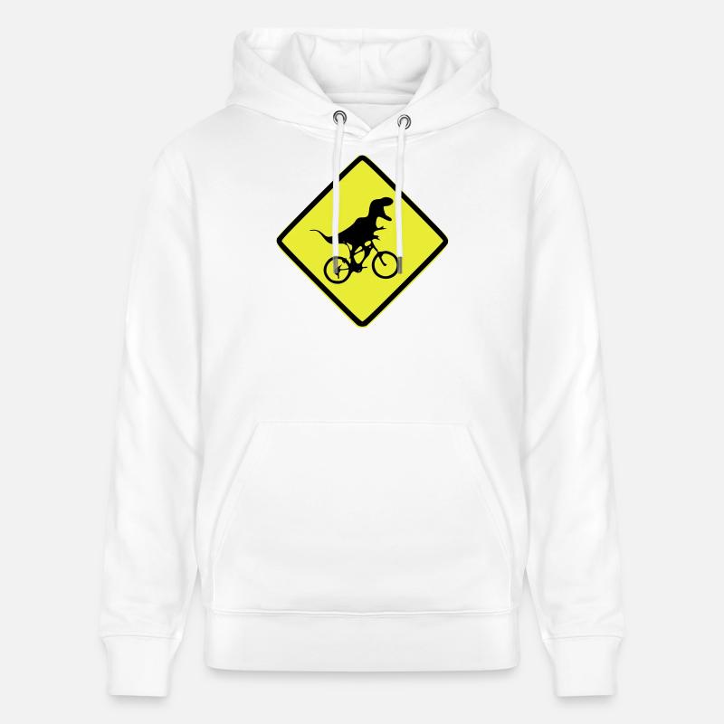 Signal de vélo T-Rex illustré - Sweat à capuche bio CRUISER Stanley/Stella Unisexe - blanc