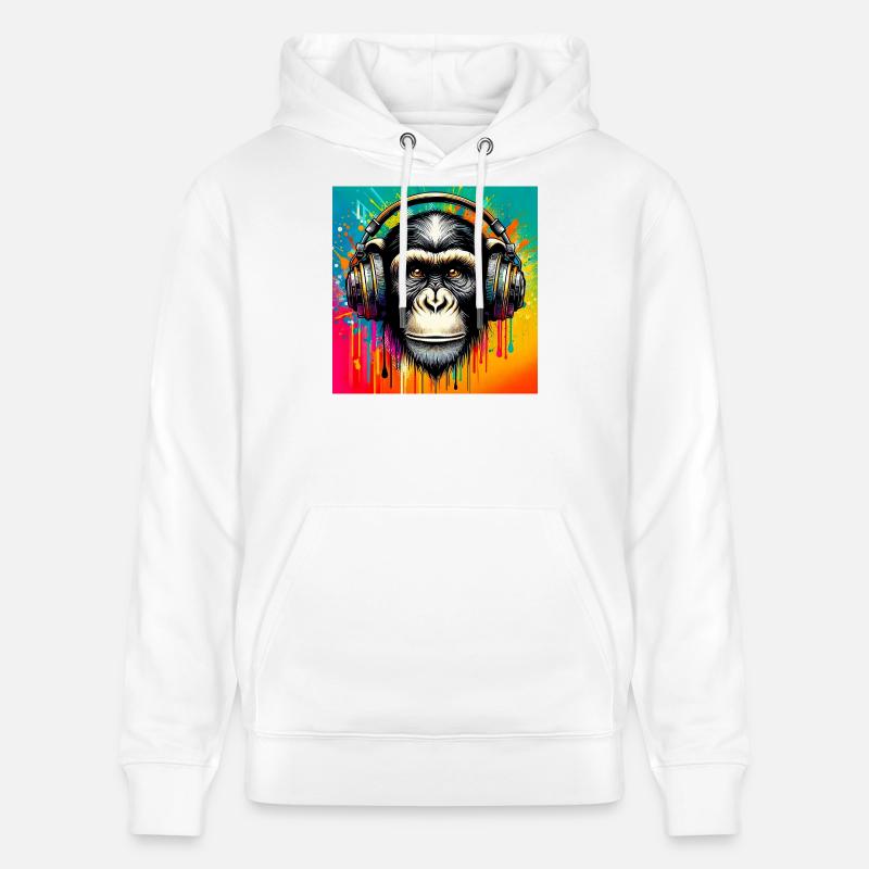 Singe chimpanzé - Sweat à capuche bio CRUISER Stanley/Stella Unisexe - blanc