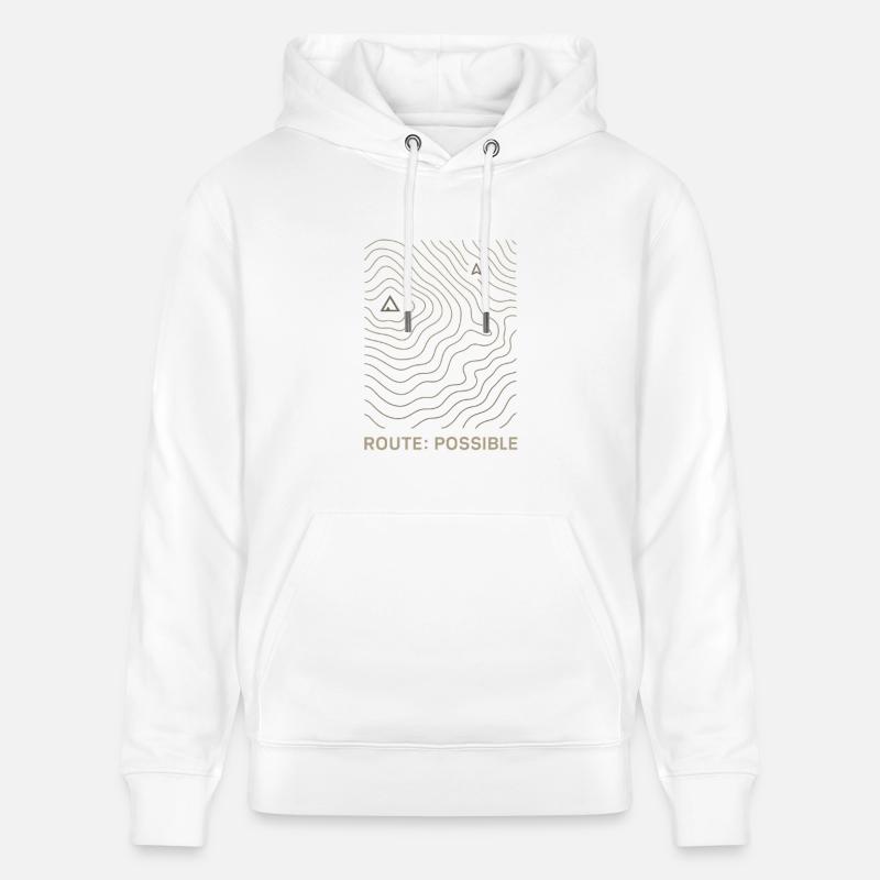 Itinéraire possible – Conception topographique extérieure - Sweat à capuche bio CRUISER Stanley/Stella Unisexe - blanc