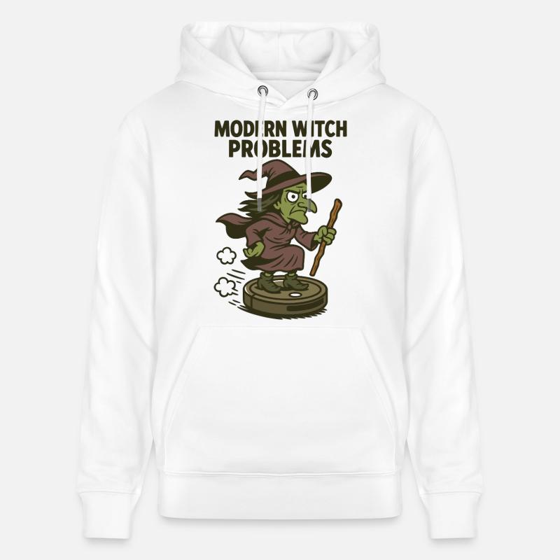 Modern Witch Problems – Funny Witch Design - Stanley/Stella CRUISER Unisex Organic Hoodie - white
