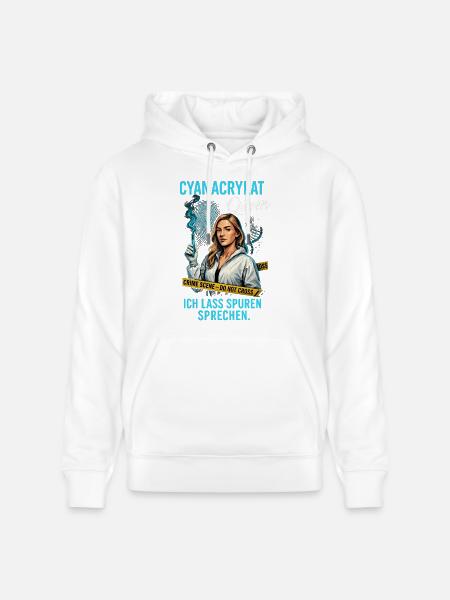 Cyanacrylat Königin – Spuren sprechen - Stanley/Stella Unisex Bio-Hoodie CRUISER - Weiß