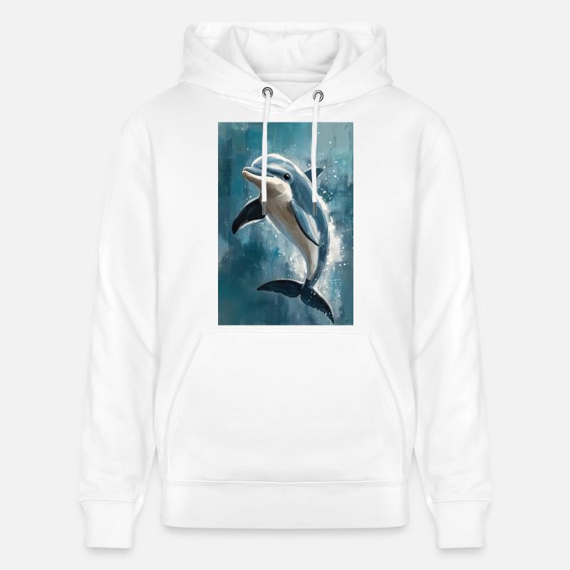 Illustration eines Delfins - Stanley/Stella Unisex Bio-Hoodie CRUISER  - Weiß