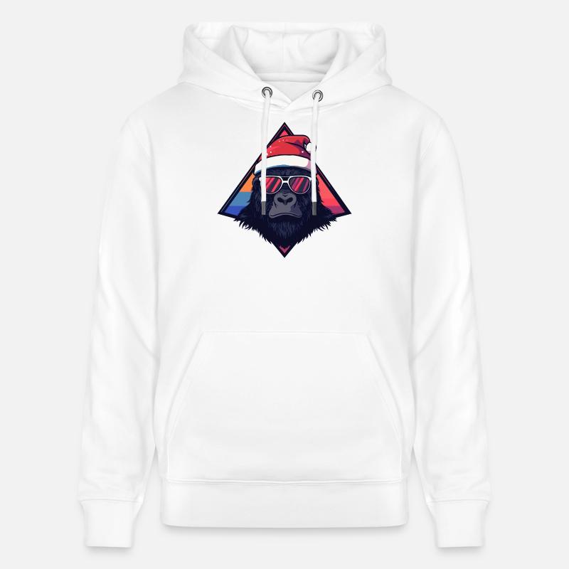 Gorille Santa Triangle Néon - Sweat à capuche bio CRUISER Stanley/Stella Unisexe - blanc