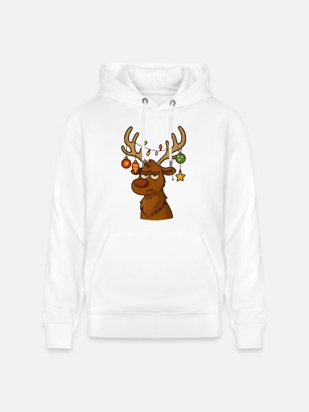 Reindeer Christmas Rudolf - Stanley/Stella CRUISER Unisex Organic Hoodie - white