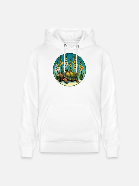 Sonnenbeschienene Schildkröte im Blumenbeet - Stanley/Stella Unisex Bio-Hoodie CRUISER - Weiß
