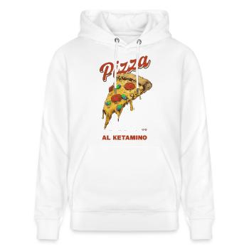 Psychedelische Pizza Scheibe - Stanley/Stella Unisex Bio-Hoodie CRUISER  - Weiß - Vorne - Alina (178cm) & Michal (187cm)