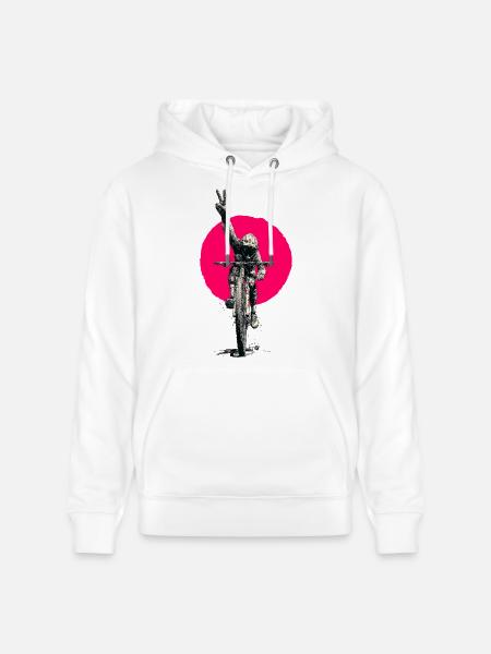 Motocross Peacezeichen Neon Rosa - Stanley/Stella Unisex Bio-Hoodie CRUISER - Weiß