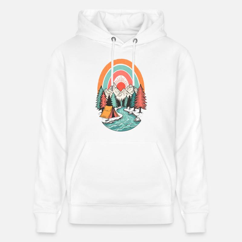 Berglandschaft Camping im Sonnenbogen - Stanley/Stella Unisex Bio-Hoodie CRUISER  - Weiß
