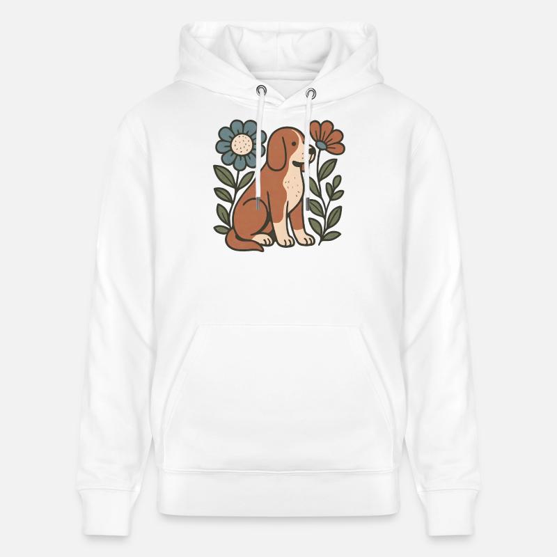 Beagle dans un cadre floral - Sweat à capuche bio CRUISER Stanley/Stella Unisexe - blanc