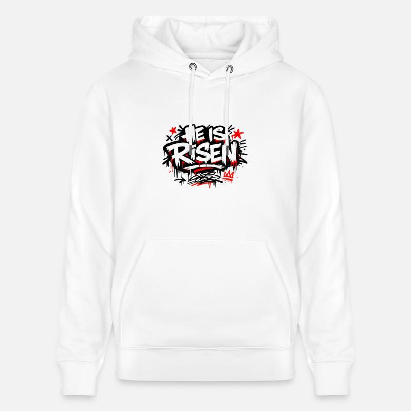He is Risen Graffiti Easter - Stanley/Stella CRUISER Unisex Organic Hoodie - white