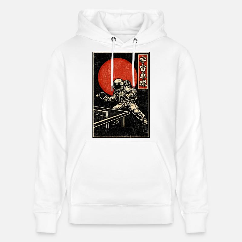 Astronaute Ping-Pong Rouge - Sweat à capuche bio CRUISER Stanley/Stella Unisexe - blanc
