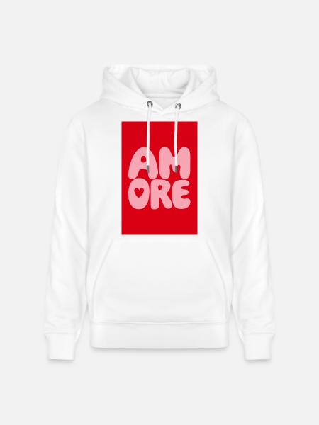 Amore Retro Bubblenschrift - Stanley/Stella Unisex Bio-Hoodie CRUISER - Weiß