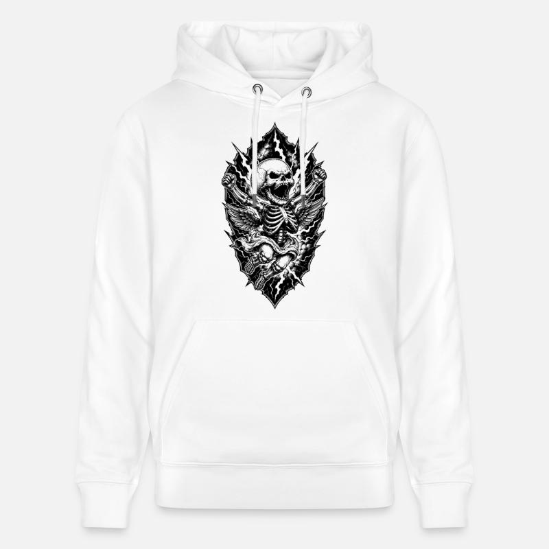 Ange squelette avec motif gothique éclair - Sweat à capuche bio CRUISER Stanley/Stella Unisexe - blanc