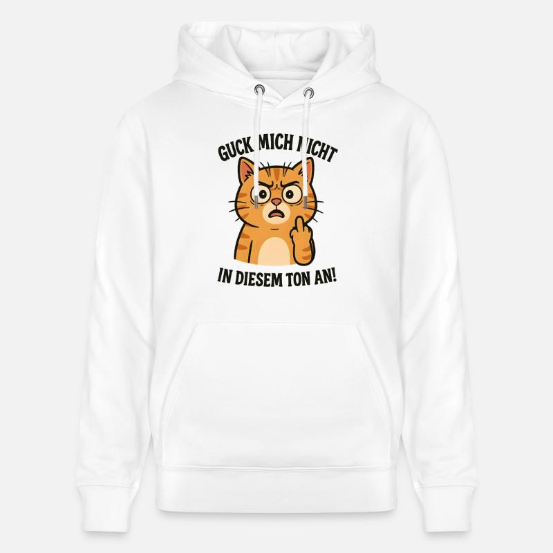 Morgenmuffel Katze mit Mittelfinger - Stanley/Stella Unisex Bio-Hoodie CRUISER  - Weiß