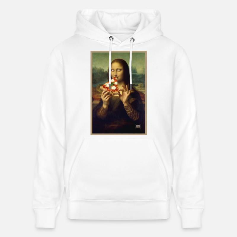 Mona Lisa isst Pizza - Stanley/Stella Unisex Bio-Hoodie CRUISER  - Weiß