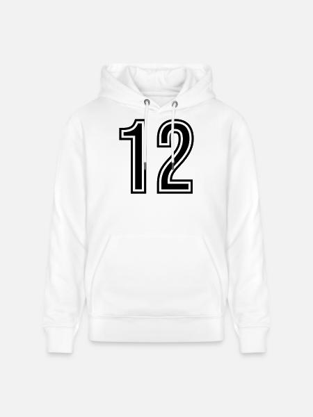 12 Symbole numérique - Sweat à capuche bio CRUISER Stanley/Stella Unisexe - blanc