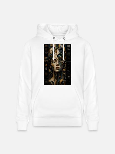 Geometric face in steampunk mosaic - Stanley/Stella CRUISER Unisex Organic Hoodie - white