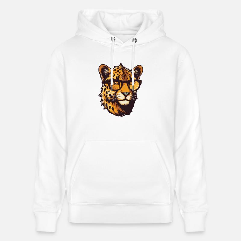 Tête de guépard Cool - Sweat à capuche bio CRUISER Stanley/Stella Unisexe - blanc