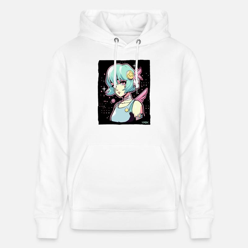 Coole Anime Sci-Fi-Cyborg-Mädchen - Stanley/Stella Unisex Bio-Hoodie CRUISER - Weiß