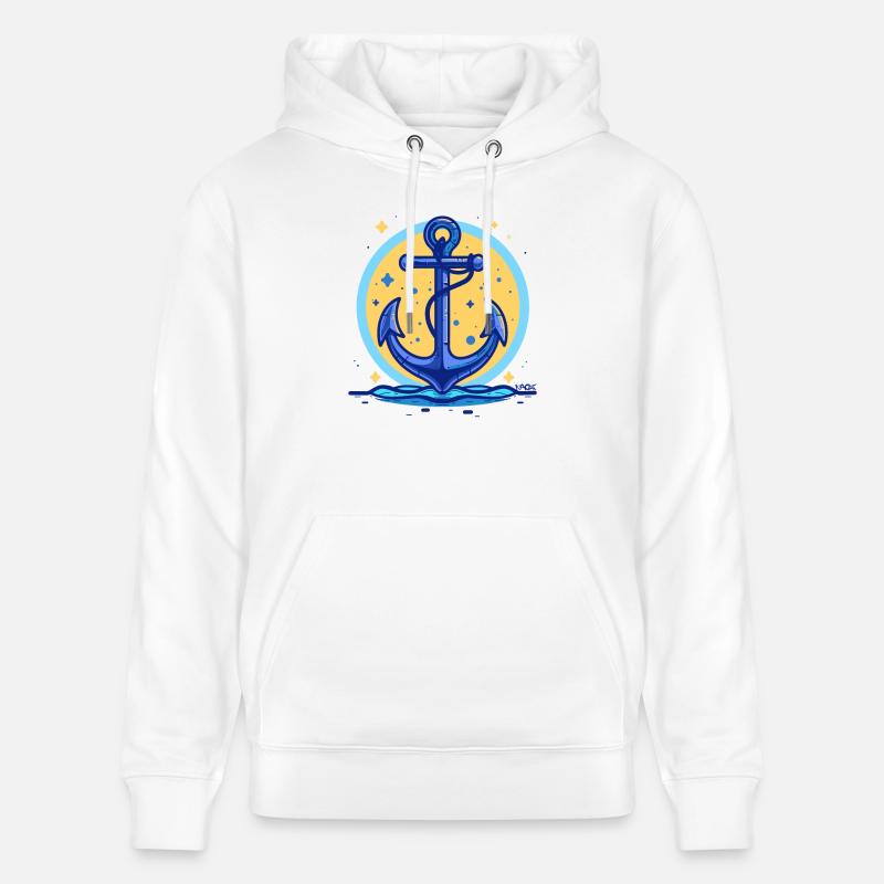 Blauer Schiffsanker, Symbol Schiff Anker - Stanley/Stella Unisex Bio-Hoodie CRUISER  - Weiß