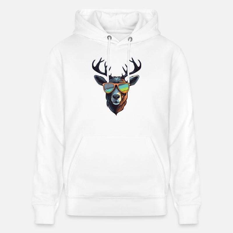 Cerf Hipster Cool Party - Sweat à capuche bio CRUISER Stanley/Stella Unisexe - blanc
