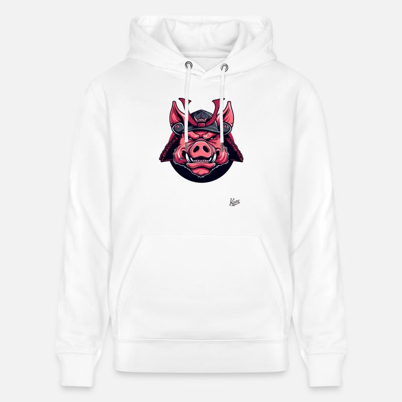 Shogun Samurai Pig - Sweat à capuche bio CRUISER Stanley/Stella Unisexe - blanc