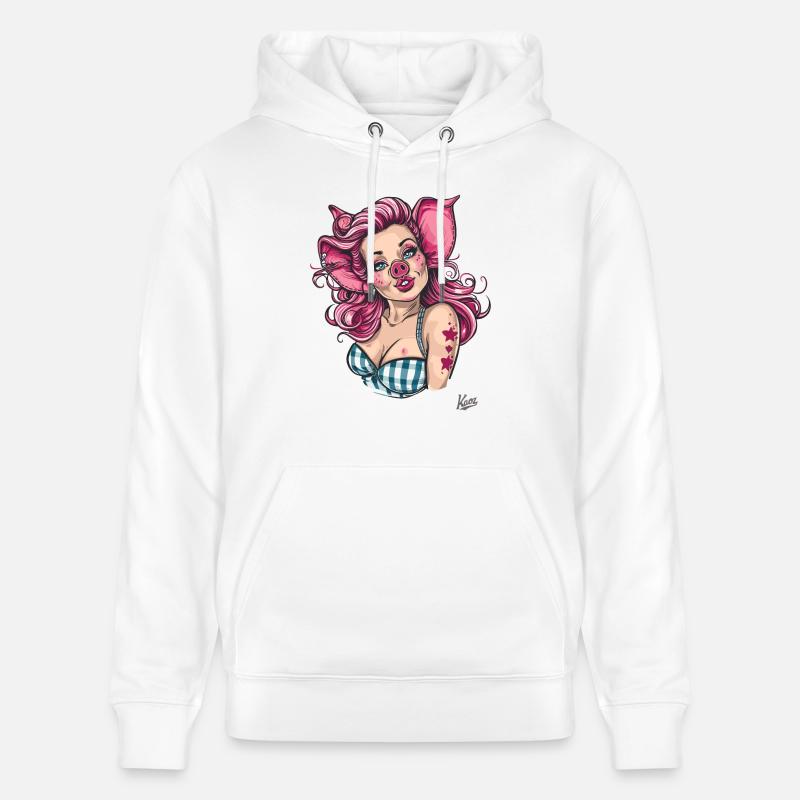 Pin-up et cochon cochon - Sweat à capuche bio CRUISER Stanley/Stella Unisexe - blanc