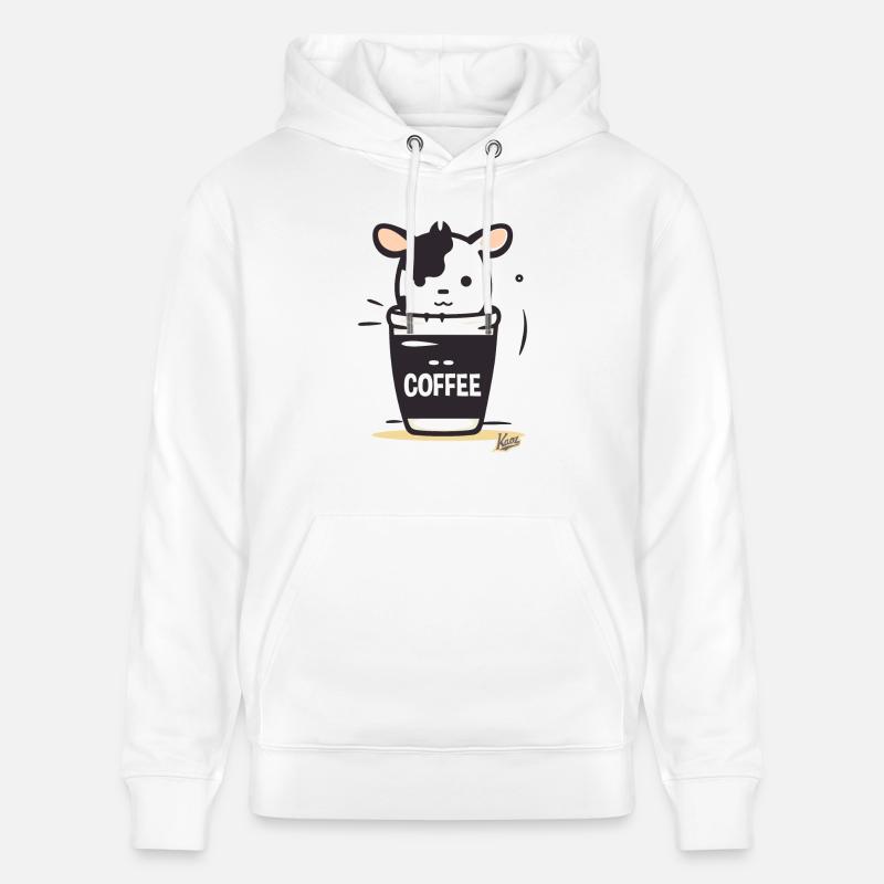 Mignonne petite vache à café - Sweat à capuche bio CRUISER Stanley/Stella Unisexe - blanc
