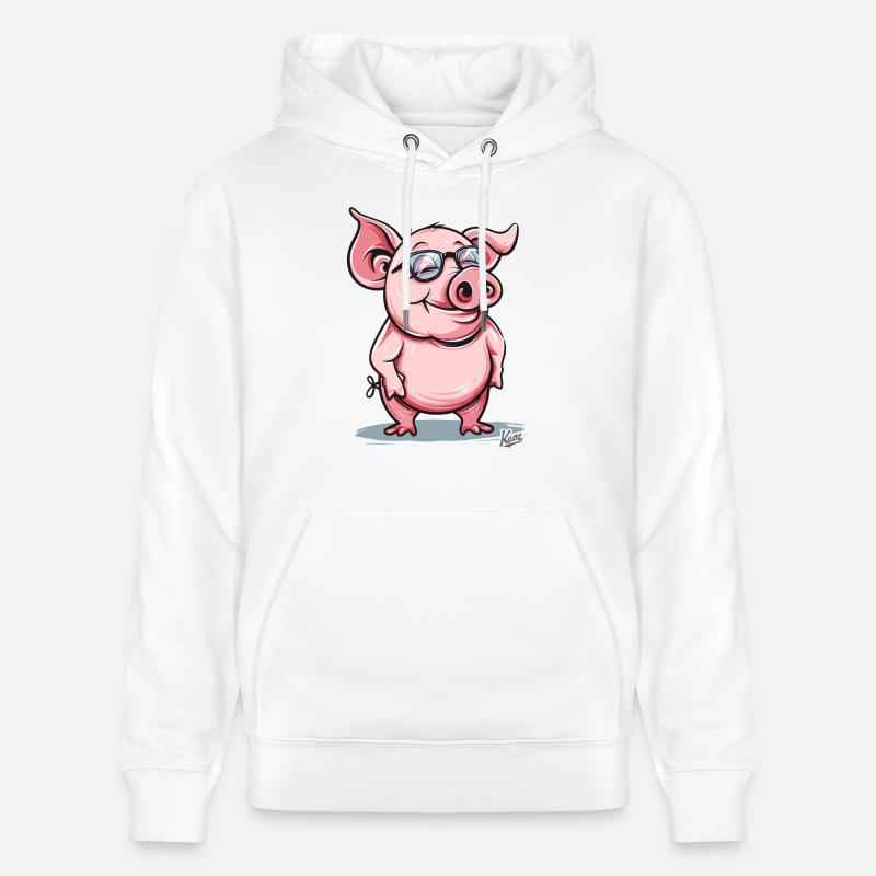Un cochon intelligent - Sweat à capuche bio CRUISER Stanley/Stella Unisexe - blanc