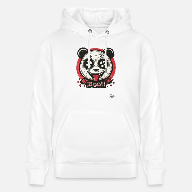Un panda effrayant dit « boo » - Sweat à capuche bio CRUISER Stanley/Stella Unisexe - blanc
