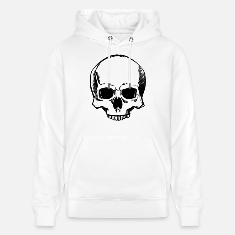 Crâne - Dessin au crayon - Sweat à capuche bio CRUISER Stanley/Stella Unisexe - blanc