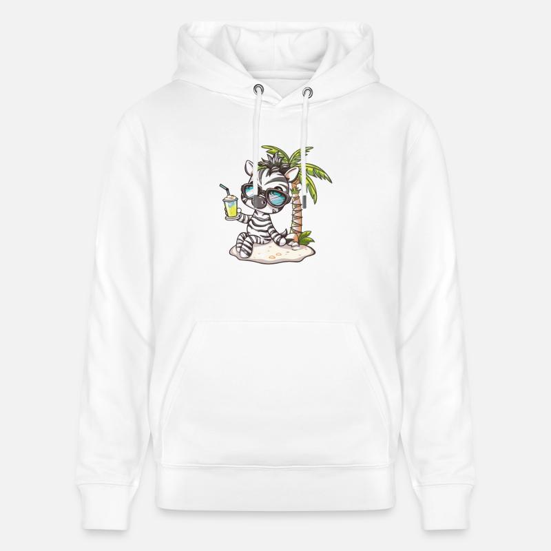 Zebra Summer Beach Comic - Stanley/Stella CRUISER Unisex Organic Hoodie - white