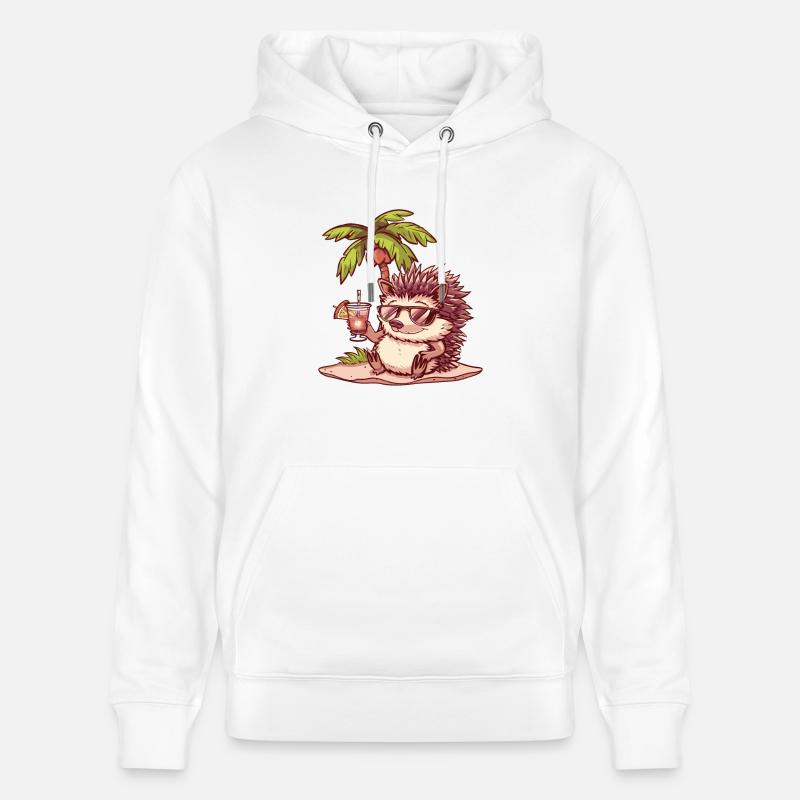 Hérisson Été Plage Bande Dessinée - Sweat à capuche bio CRUISER Stanley/Stella Unisexe - blanc
