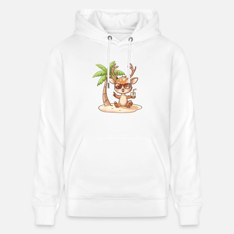 Hirsch Sommer Strand Comic - Stanley/Stella Unisex Bio-Hoodie CRUISER - Weiß