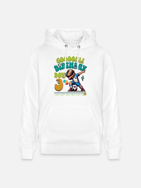 3rd Birthday Football - Stanley/Stella CRUISER Unisex Organic Hoodie - white
