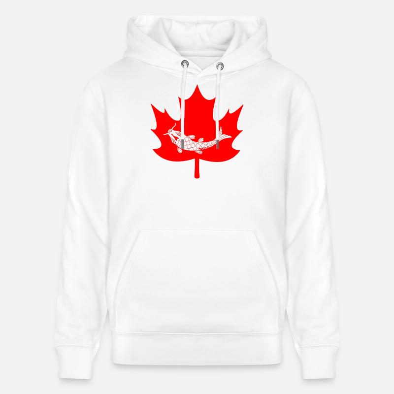Logo du poisson-feuille d’érable du Canada - Sweat à capuche bio CRUISER Stanley/Stella Unisexe - blanc
