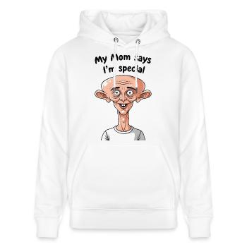 Mutti sagt, ich bin besonders - Stanley/Stella Unisex Bio-Hoodie CRUISER  - Weiß - Vorne - Alina (178cm) & Michal (187cm)