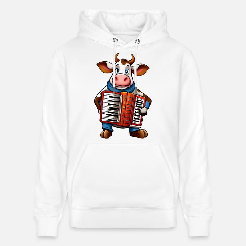 Vache avec accordéon - Sweat à capuche bio CRUISER Stanley/Stella Unisexe - blanc
