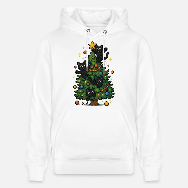 Weihnachtsbaum mit frechen Katzen - Stanley/Stella Unisex Bio-Hoodie CRUISER  - Weiß